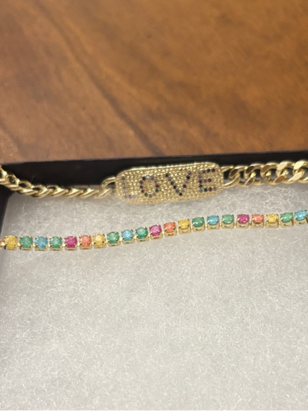 Love Gold Bracelet Duo with Multicolor Stones